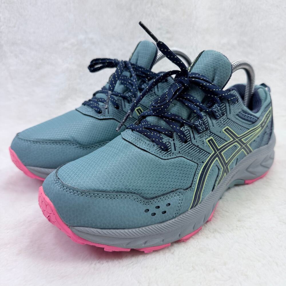 ASICS Gel Venture 9 Womens Running Shoes Gray Blue Pink Size 9 Wide D Trail - Picture 2 of 10
